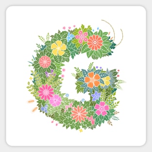 "G" Floral Letter Monogram Sticker